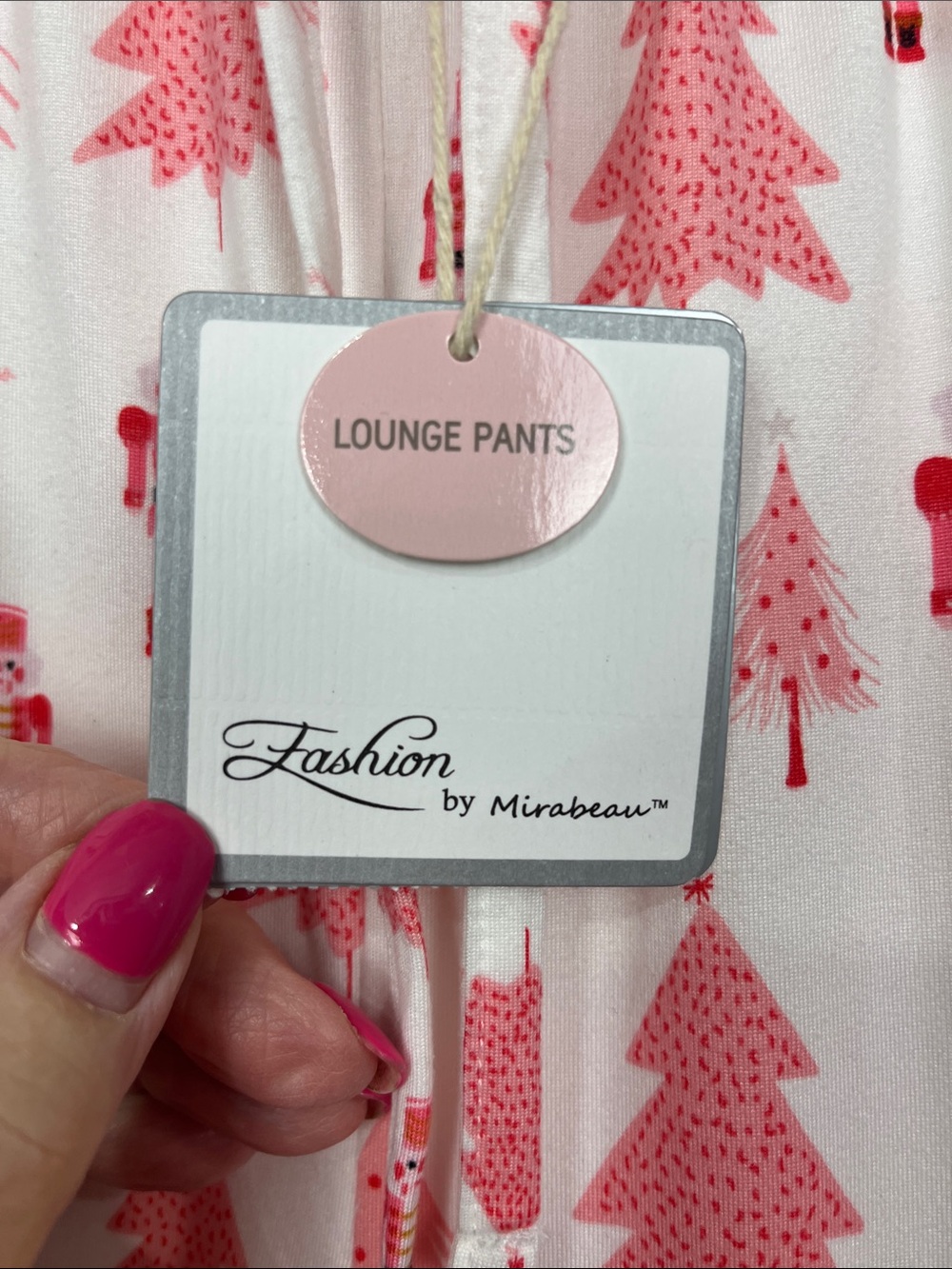 Mirabeau Christmas Lounge Pant Set & Top M Pink White Soft Fun Cozy NWT - Picture 3 of 11